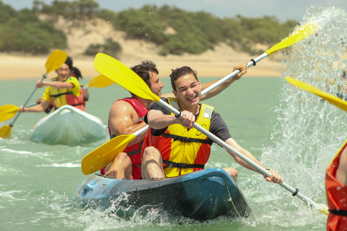 People kayaking