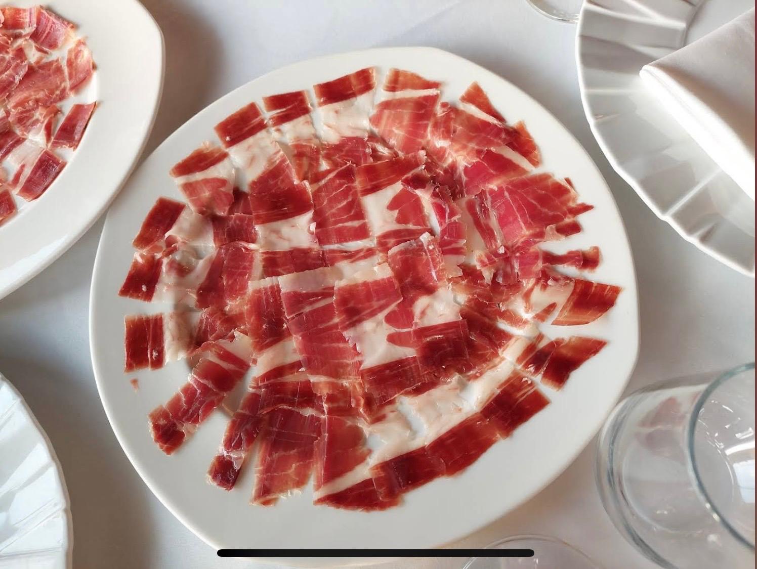 Plate of sliced jamón ibérico
